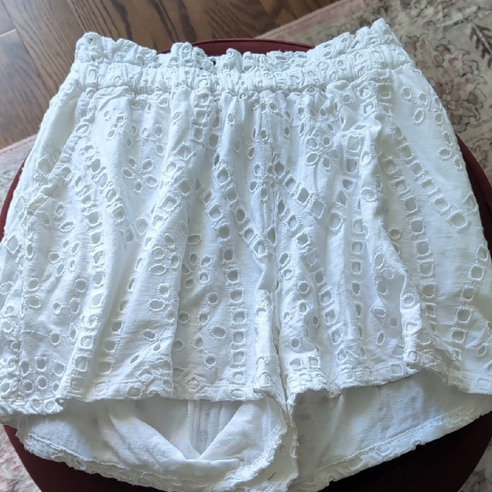 Express White High Waist Lace Shorts